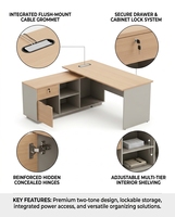 Bureau de direction en bois personnalisé au design moderne, bureau de luxe en forme de L pour PDG, table d'usine