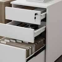 Armoire de classement de bureau en métal blanche à 3 tiroirs, armoire de rangement, meuble métallique mobile avec base et serrure numérique