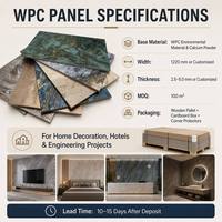 Panneau mural décoratif WPC, imperméable, ignifuge classe B1, 1220 mm, grain de marbre, grain de bois, micro-ciment métallique, design 3D