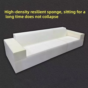 Sofá Italiano Minimalista de Respaldo Alto, Estilo Bloque de Tofu, Sofá de Tela Recto de Una Línea para Sala de Estar - Product Image 5
