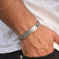 Bracelet ajustable HTNB01 Premium en acier inoxydable 316 texturé, maillons cubains de 9 mm, bijou de poignet Hip Hop pour hommes