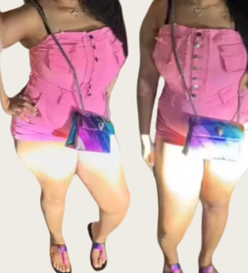 Viviblook Z401RP02 femmes nouvelle couleur unie sans bretelles élastique vêtements de travail poche à glissière vêtements de sport barboteuse moulante - Product Image 1