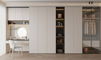 Armoire en bois au design moderne personnalisable Armoire de luxe en bois avec portes coulissantes et coiffeuse intégrée