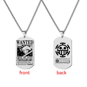 Collier avec pendentif en acier inoxydable gravé sur mesure, style plaque d'identité militaire, avec badges de récompense, vente en gros - Product Image 3