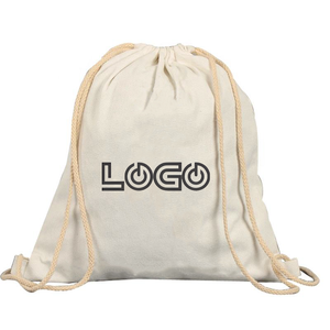 Wholesale Custom Printed Logo Promotional Reusable Eco Cotton Canvas Drawstring Backpack Gym Sack Pack Bag