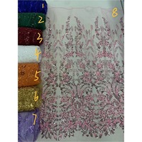 Oem prix de gros dentelle tissu broderie paillettes perlées dentelle tissu luxe pour les mariages brodé pour 5 Yards