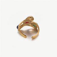 Vente en gros Bague épaisse en acier inoxydable PVD or pour femme avec pierres redimensionnables Bijoux de mode