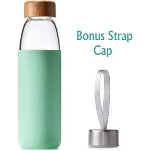 New Eco-friendly Reusable Gym Outdoor Sport <b>Drinking</b> Glass Water Bottle With Protective Silicone Sleeve and Bamboo Lid - Product Image 4