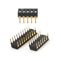 Interruptor DIP SMD SUDA HAM-02 de 4 Posiciones y 8 Bits, Paso de 2.54 mm, IP41, Cumple con RoHS, Material de Cobre, para Aparatos Eléctricos
