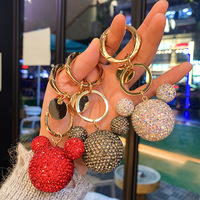 À la mode Mickey Bowknot Voiture Porte-clés Unique Diamant Style Porte-clés Amour Coeur Beau Couple Cristal Verre Porte-clés