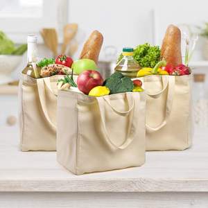 Sac de rangement en filet 100 % coton réutilisable avec poignée, sac fourre-tout portable et lavable pour la cuisine, pour le stockage des aliments et des légumes - Product Image 6