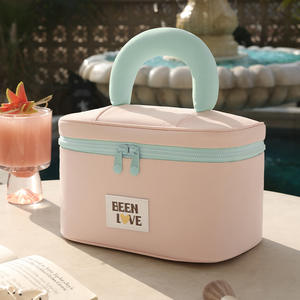 Bolsa de maquillaje Beilian, organizador de cosméticos portátil de gran capacidad para viajes, rosa, morado, cian - Product Image 4