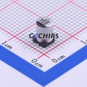 ตัวเก็บประจุอิเล็กโทรไลต์อะลูมิเนียมแบบ SMD รุ่น EEEHC1C100R ขนาด D4xL5.8 มม. 10uF 20% 16V 28mA-120Hz - Product Image 1