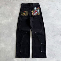 Jean en denim délavé coupe droite taille haute style vintage hip-hop streetwear, personnalisé par le fabricant, pour l'automne, avec boutons effet usé