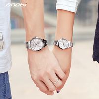 Montres de luxe SINOBI pour hommes et femmes, cadran de 40 mm, bracelet en acier inoxydable, cadran en verre, mouvement à quartz japonais, montre de couple