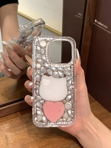 Chat de dessin animé mignon pour <span class=keywords><strong>iPhone</strong></span> 17Air Phone Case16pro Full - Body Bling Strass 15max Antichoc 13 Housse de protection - Product Image 5