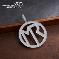 Pendentif personnalisé en moissanite plaqué or argent 10K/18K/22K avec logo MR cercle, style hip-hop, bijoux de rappeur, vente en gros
