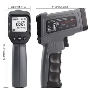 Termômetro doméstico de laser duplo-50 ~ 1600c, pistola de temperatura de alta temperatura com alarme, termômetro infravermelho