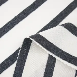 Stripe High Elastic Dry Fit Shirt Black and White Stripe Fabric for Underwear and Swimwear