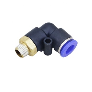 一触式<span class=keywords><strong>PL</strong></span>系列推入软管气动接头外螺纹塑料管黄铜配件 - Product Image 1