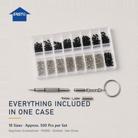 Kit de micro-vis direct usine 500 pièces 18 tailles M1.2 M1.4 en acier inoxydable - Réparation de téléphones, tablettes, lunettes et montres