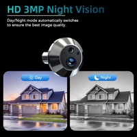 ICam365 Cámara de Seguridad para Puerta con Mirilla WiFi de 3MP para Exteriores, Audio Unidireccional, Visión Nocturna, Video HD, Pantalla LCD TFT de 4.3 Pulgadas