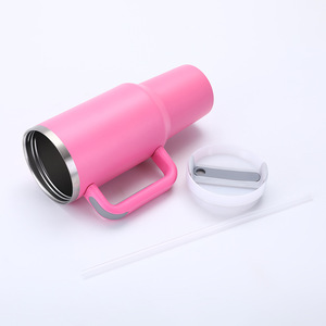 ML Venta caliente 40oz nuevo mango coche 304 taza de helado de paja de acero inoxidable coche termo portátil taza de agua portátil - Product Image 6