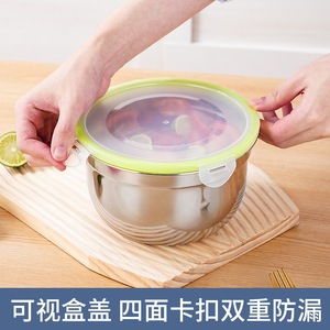 Round Stainless Steel Food Storage <b>Container</b> With Clip On Lid Airtight Leak Proof For Camping - Product Image 3