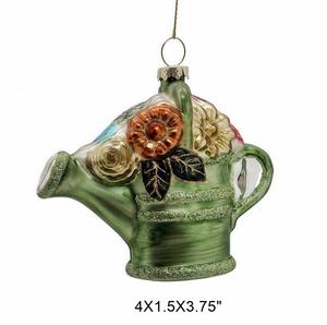 Ornement de Noël en forme de brouette florale sur le thème du jardin scintillant, décoration d'arbre de Noël pour les amateurs de plein air - Product Image 5