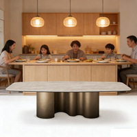 Table à manger en marbre minimaliste italienne, personnalisable, style moderne, luxe léger, ensemble de salle à manger long pour grands appartements, meubles de maison