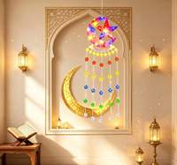 Décoration Ramadan Eid Mubarak, lumière LED, croissant de lune, étoile, lanterne, décoration islamique pour la maison, fête, guirlande lumineuse suspendue pour Ramadan