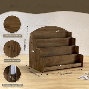 Estante de Exhibición de Madera de Múltiples Niveles, 4 Capas, 16.3 Pulgadas, Organizador de Almacenamiento para Tarjetas y Libros de Escritorio - Product Image 1