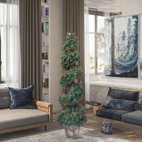 Vente en gros d'herbe verte en plastique rouge orange fruit en spirale buis bonsaï plante artificielle arbre artificiel pour la décoration de la maison et du jardin