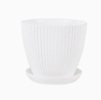 Pot de fleurs d'intérieur en résine avec plateau, durable, écologique, économique, rond, pour la culture d'herbes et de cactus, utilisation à la maison et au jardin