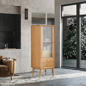 Mueble de Salón Moderno de Madera Maciza con 1 Puerta, Mueble Alto de Madera de Roble para el Hogar - Product Image 2