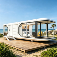 Maison capsule mobile de luxe, structure en aluminium, maison préfabriquée miniature pour glamping, hôtel et zone touristique