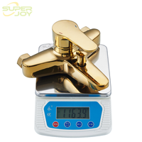 Ensemble de robinetterie de douche murale mitigeur chaud/froid avec finition or brossé, kit de robinet de salle de bain moderne en zinc avec pommeau de douche à jet doux