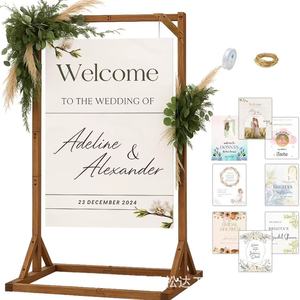 Soporte creativo de madera para letreros de bienvenida, plantilla de diseño de póster de madera maciza, soporte para letreros de bienvenida de boda, expositor para fiestas - Product Image 4