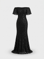 Robe de soirée longue en rayonne à perles, coupe trapèze, taille naturelle, asymétrique à une épaule, pour femme
