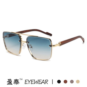 Yingtai Eyewear Metal <b>Square</b> Frame <b>Sunglasses</b> Gold UV400 Men Driving - Product Image 2