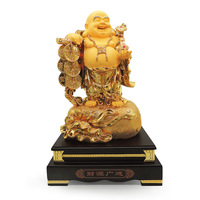 Dropship Statue de Bouddha Hotei Maitreya de haute qualité Statue de Bouddha rieur en résine d'or chinois