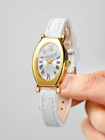 Montre cadeau pour femme avec bracelet en cuir PU gaufré, cadran ovale à chiffres romains PRO09