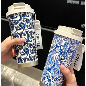 Tazza da Caffè in Acciaio Inox con Porcellana Blu e Bianca, <span class=keywords><strong>Serie</strong></span> Linguaggio Ji Hua, Portatile, Doppio Uso, Alta Qualità - Product Image 2