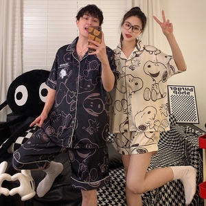 Ensemble de pyjama trois pièces pour couple, style coréen, mignon, anti-âge, cardigan, pantalon à manches courtes, grande taille, pour homme, pour la maison - Product Image 3