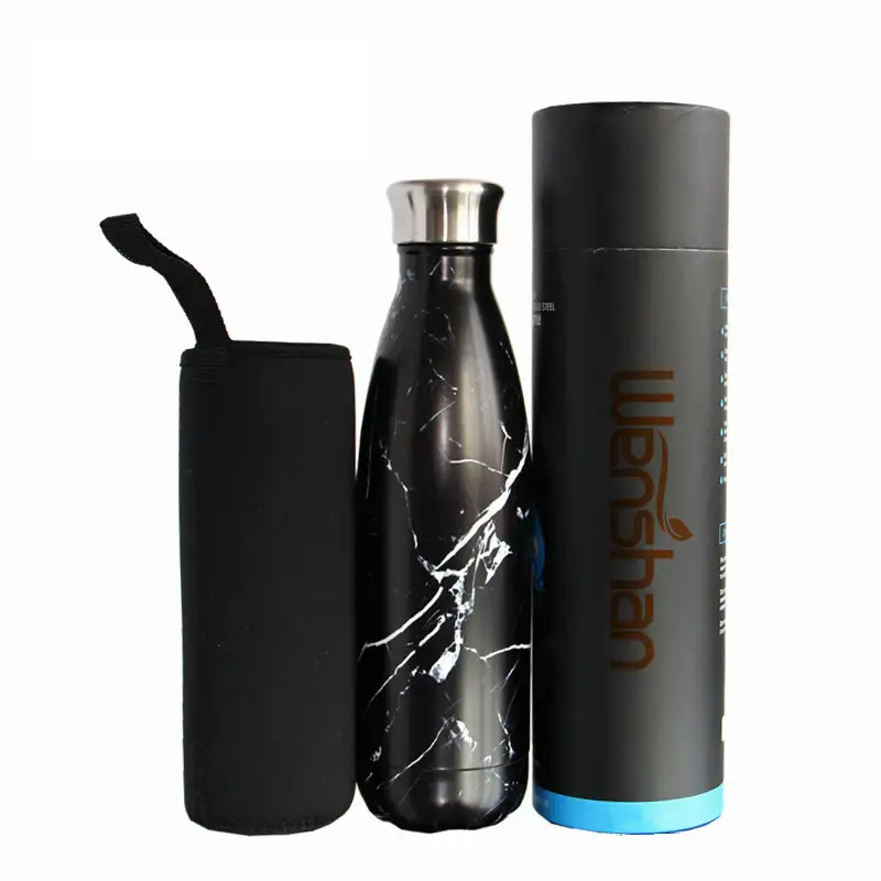 2020 nueva botella de cola de luz uv de acero inoxidable con caja de tubo, botella de agua de caja de cilindro para regalo