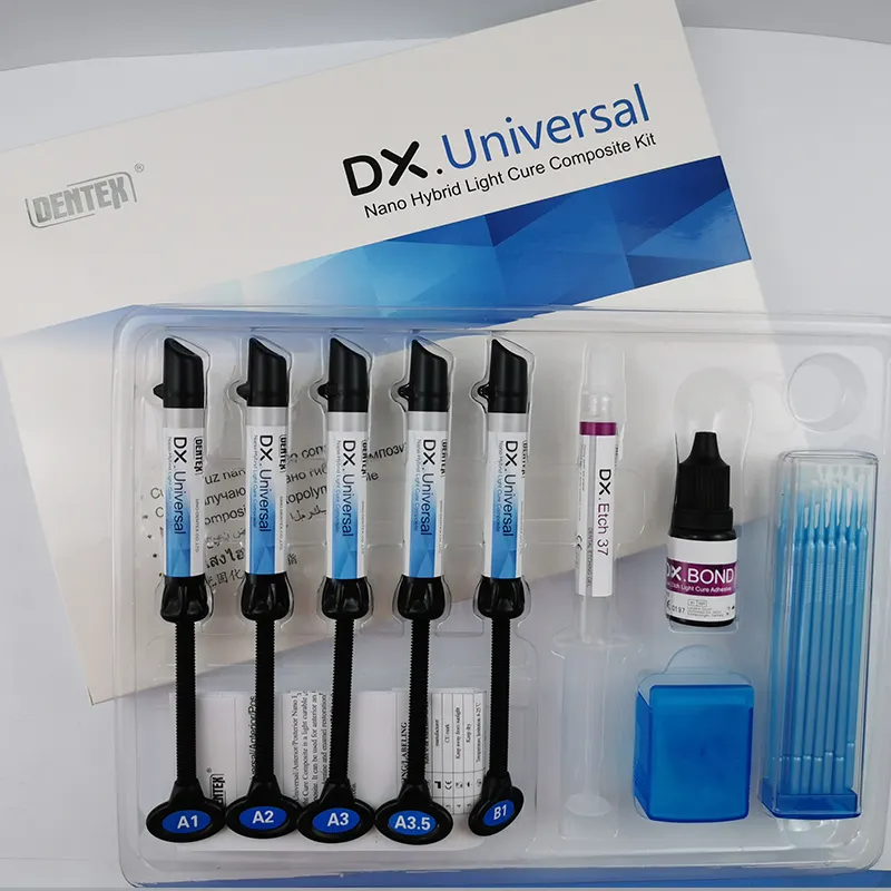 Universal composite kit Dental materialien CE universal composite licht heilung nano hybrid ätzen gel bonding agent fünf spritze
