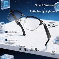 Lunettes intelligentes légères à demi-cadre en acier inoxydable, contrôle tactile, étanches IPX-5, anti-lumière bleue, traduction en temps réel