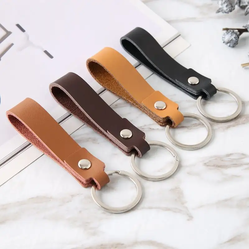 גבוהה באיכות עור מפוצל מתנה עסקית מחזיק מפתחות מתכת מפתח שרשרות מפתחות מפתח רצועת מותניים ארנק עור מותאם אישית Keychain