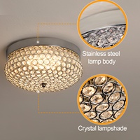 Plafonnier en cristal personnalisé chambre lampara couloir allée foyer entrée balcon moderne simple lumière ronde