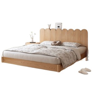 Cama de madera maciza de 1.8m/1.5m con base baja y almacenamiento, cama doble de madera de cerezo para dormitorio principal - Product Image 3